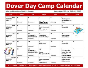 2018 Day Camp Calendar