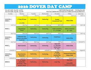 Day Camp Calendar