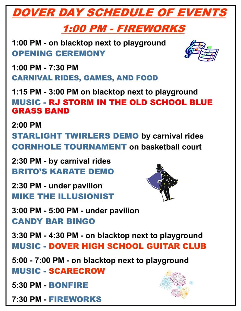 Dover Day Schedule